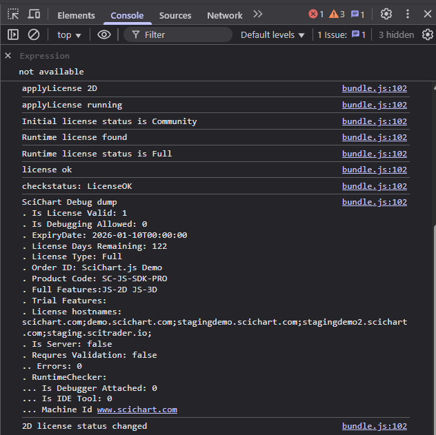 SciChart.js License Troubleshooting License Debug Output