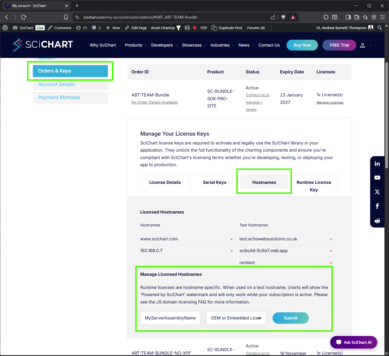 Set server assembly name or app name for advanced licensing - scichart.js