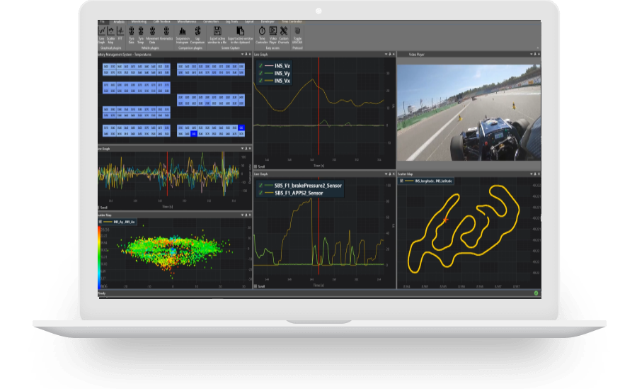 Visualization of data from more than 300 sensors from a race car