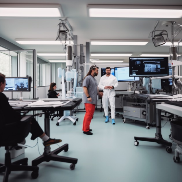 A patient is walking in front of a doctor