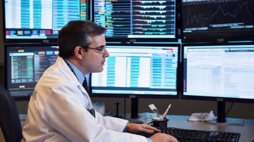 A doctor is checking a medical chart